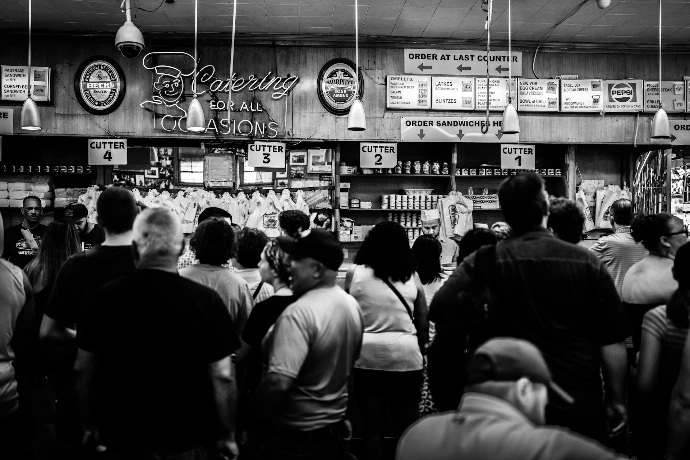 A large group of people in a store
